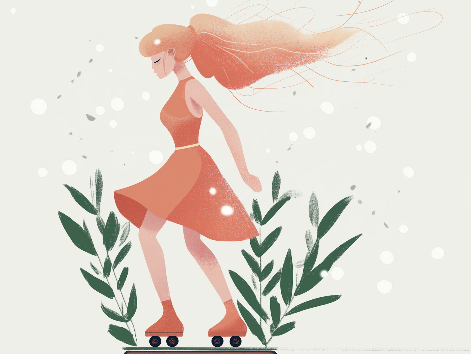 Stylized Illustration of Woman Skateboarding