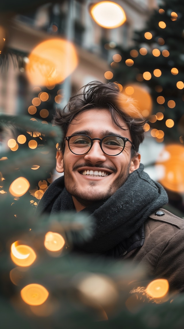 Cheerful Young Man in Festive Setting