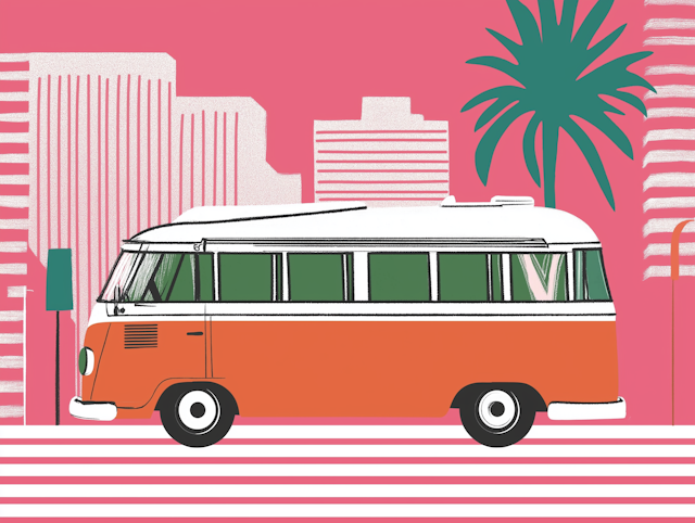 Vintage Volkswagen Bus Illustration