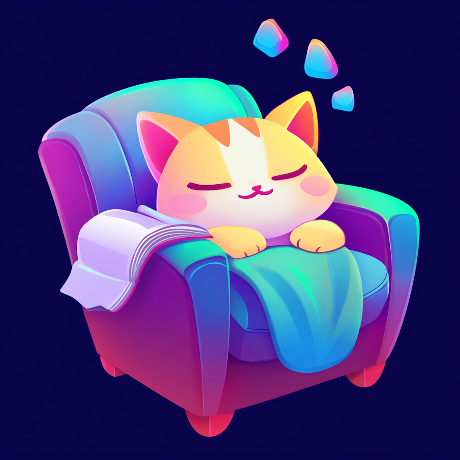 Serene Sleeping Cat Illustration