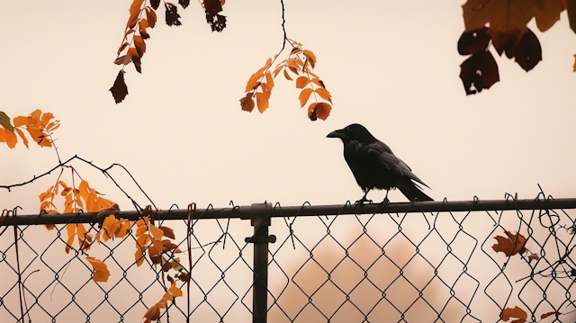 Solitary Crow on Fence