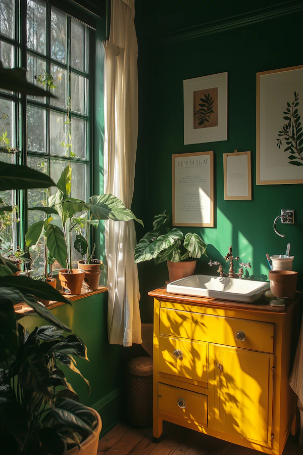 Cozy Green Bathroom