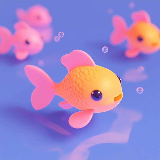 Charming 3D Cartoon Goldfish