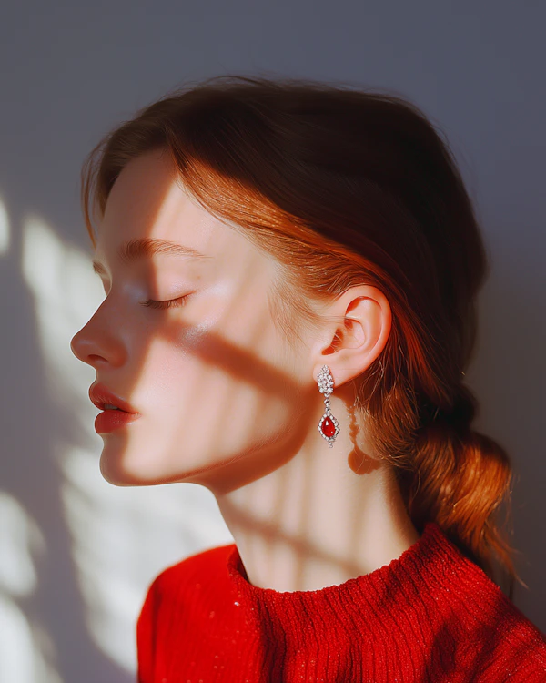 Serene Profile with Red Accents