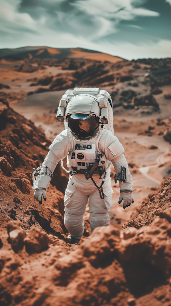 Astronaut on Mars-like Terrain