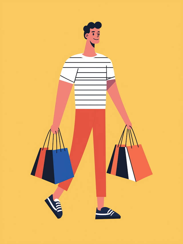 Animated Shopping Man Illustration