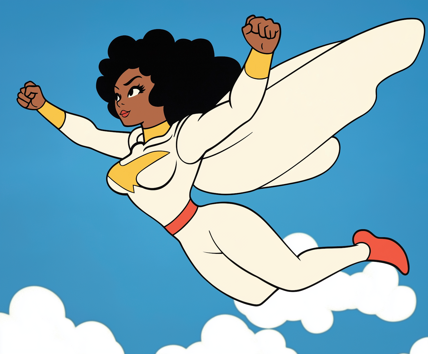 Stylized Female Superhero in Flight