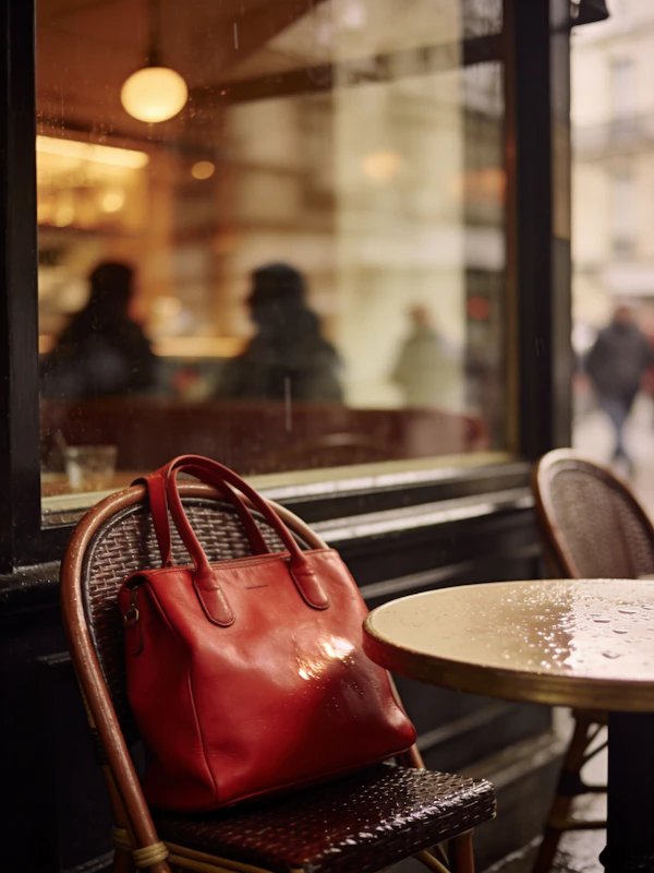 Red Handbag at Café
