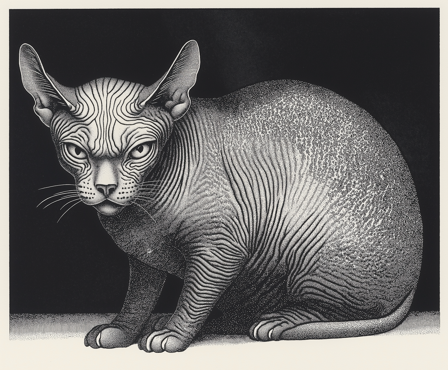 Realistic Sphynx Cat Illustration