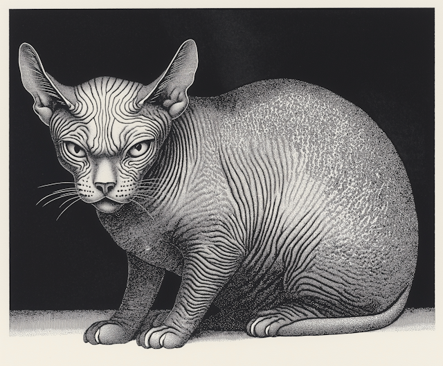 Realistic Sphynx Cat Illustration