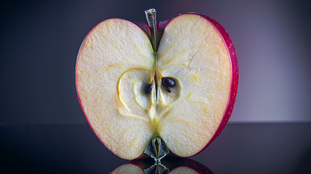 Close-up of Sliced Red Apple