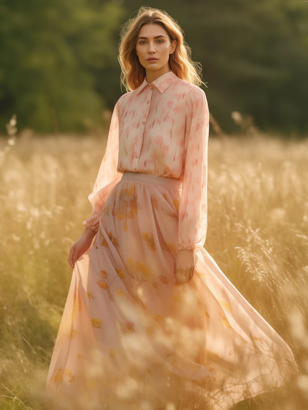 Woman in Sunlit Meadow