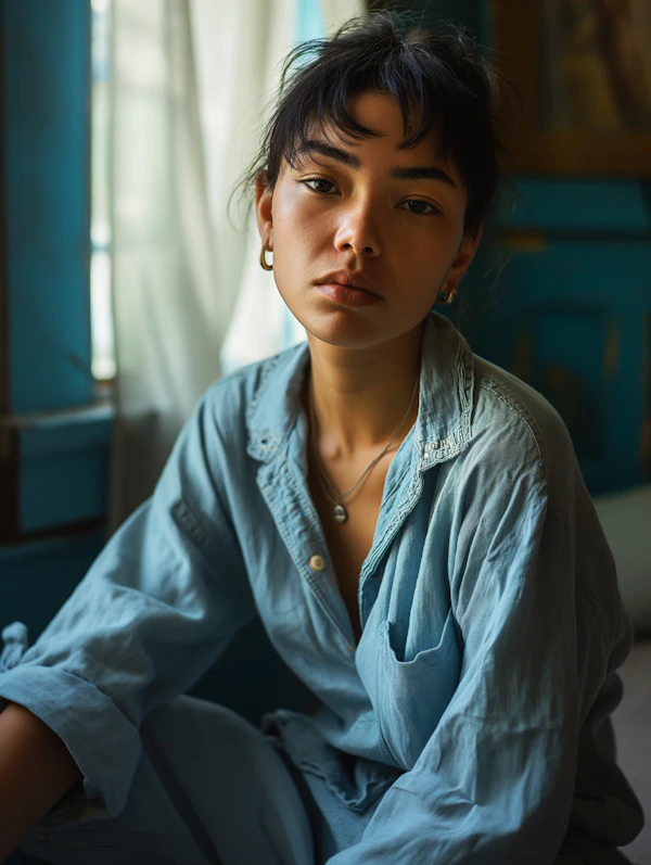 Serene Contemplation in Blue