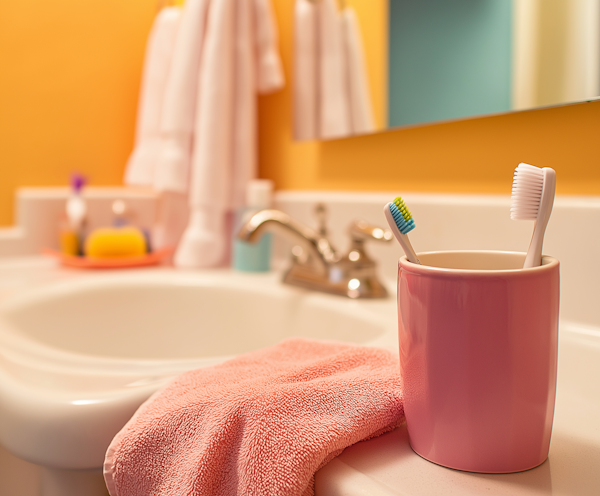 Colorful and Neat Bathroom Sink Setup