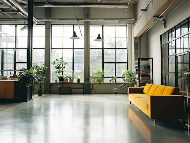 Modern Interior with Yellow Sofa