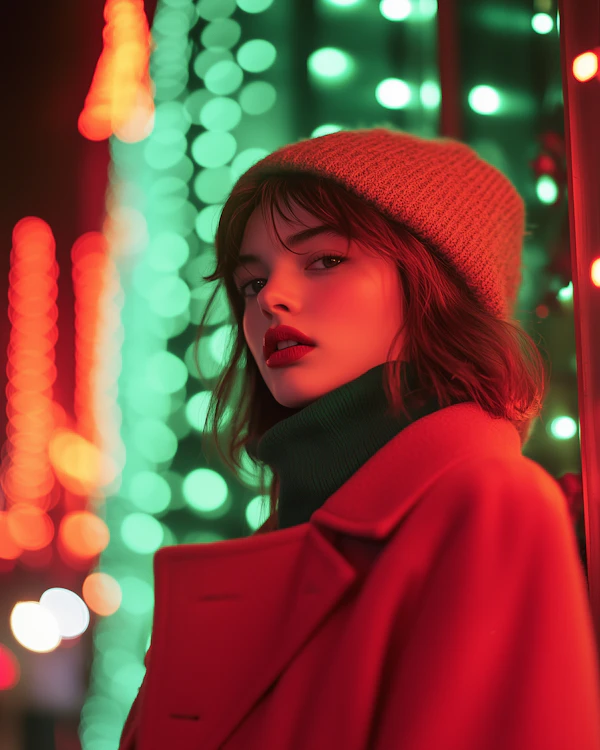 Young Woman in Red Coat