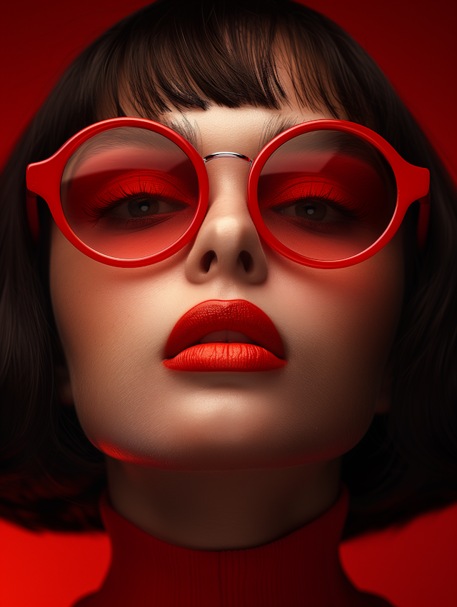 Striking Monochromatic Red Portrait