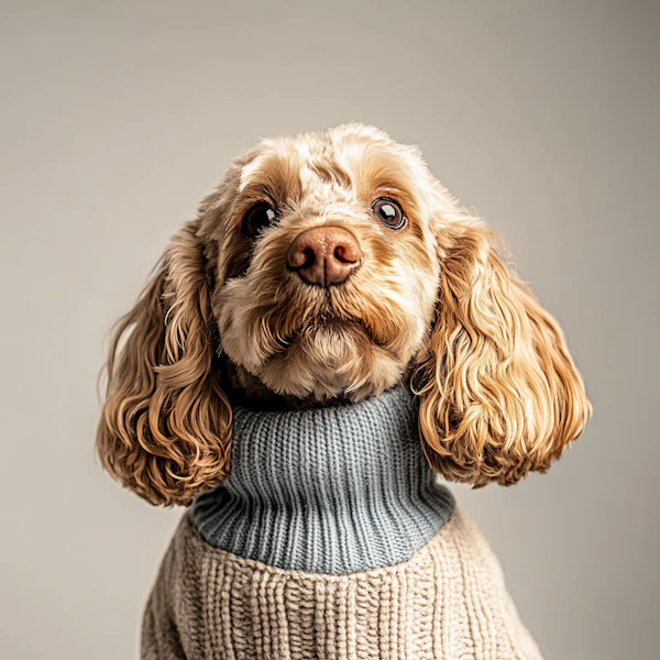 Dog in Knitted Sweater