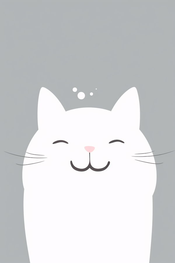 Minimalist White Cat Illustration