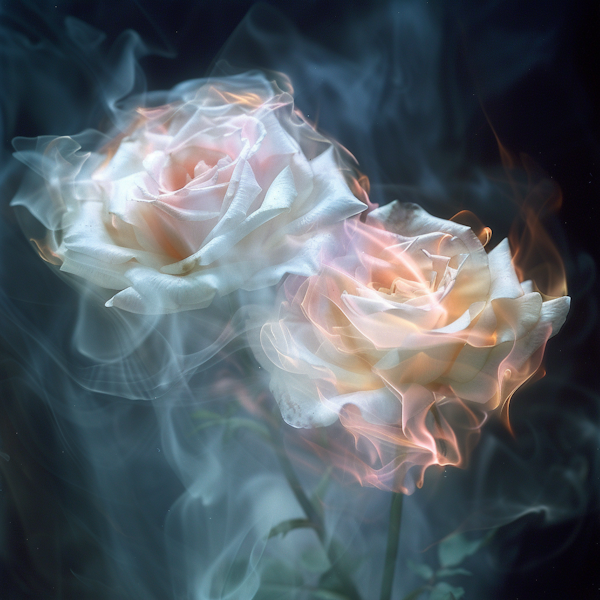 Ethereal Roses in Colored Smoke