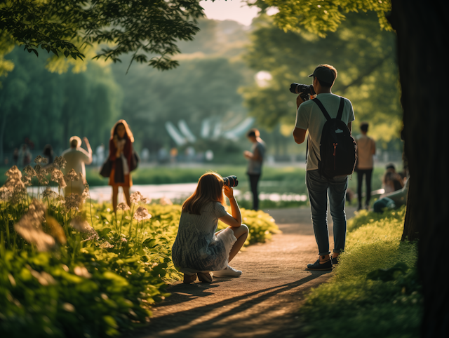 Symmetry in Serenity: Photographers in the Golden Hour