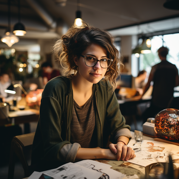 Thoughtful Artist in Warm Ambiance