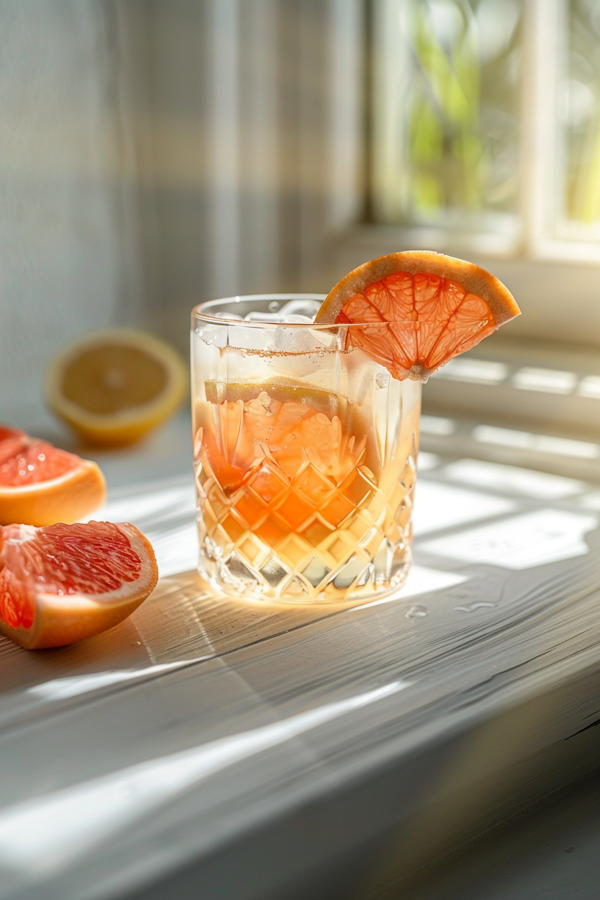 Warm Sunlit Citrus Beverage on Windowsill