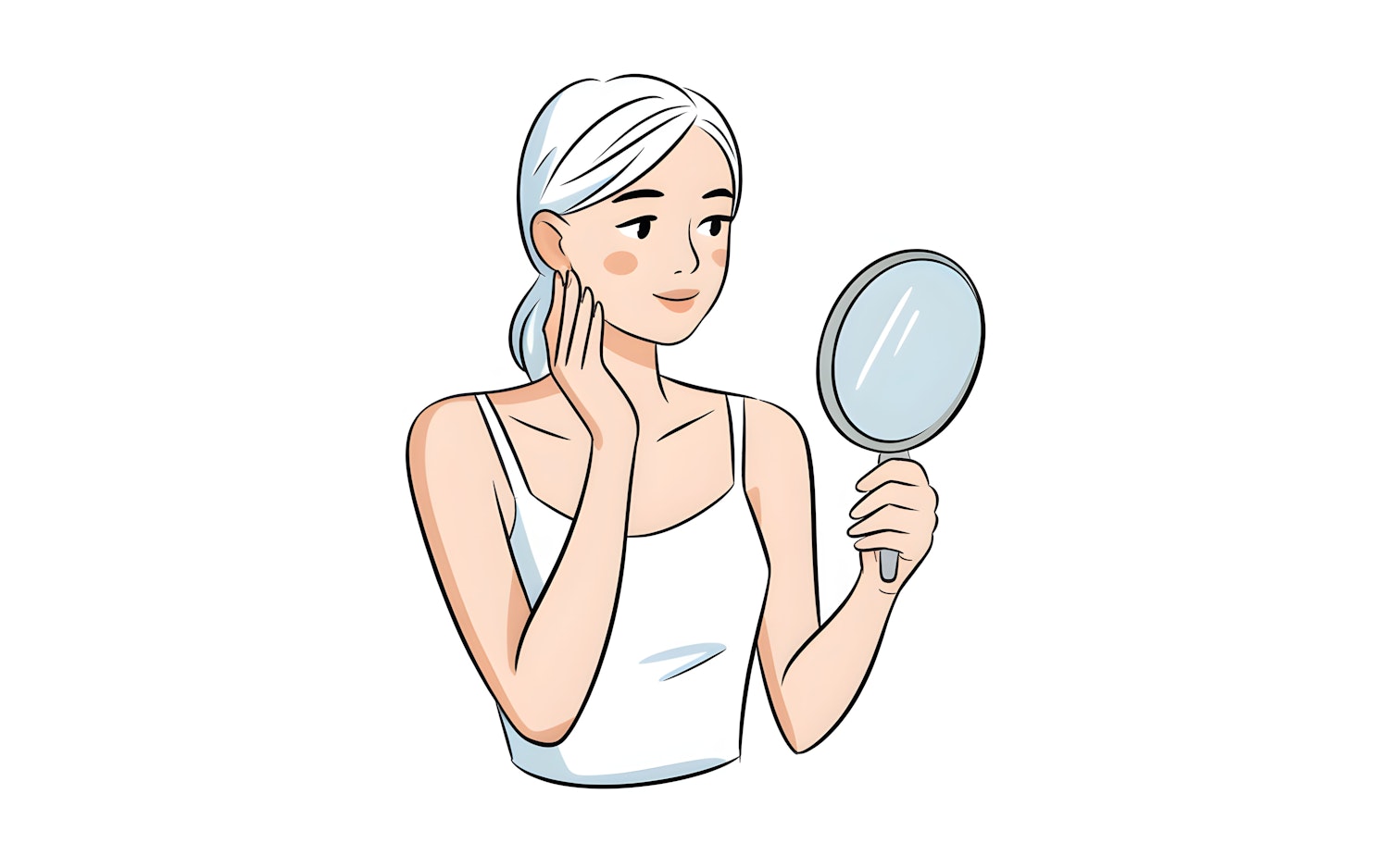 Modern Illustration of Woman with Mirror