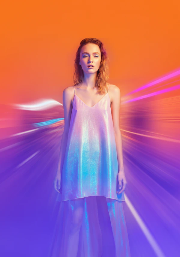 Ethereal Woman in Abstract Background