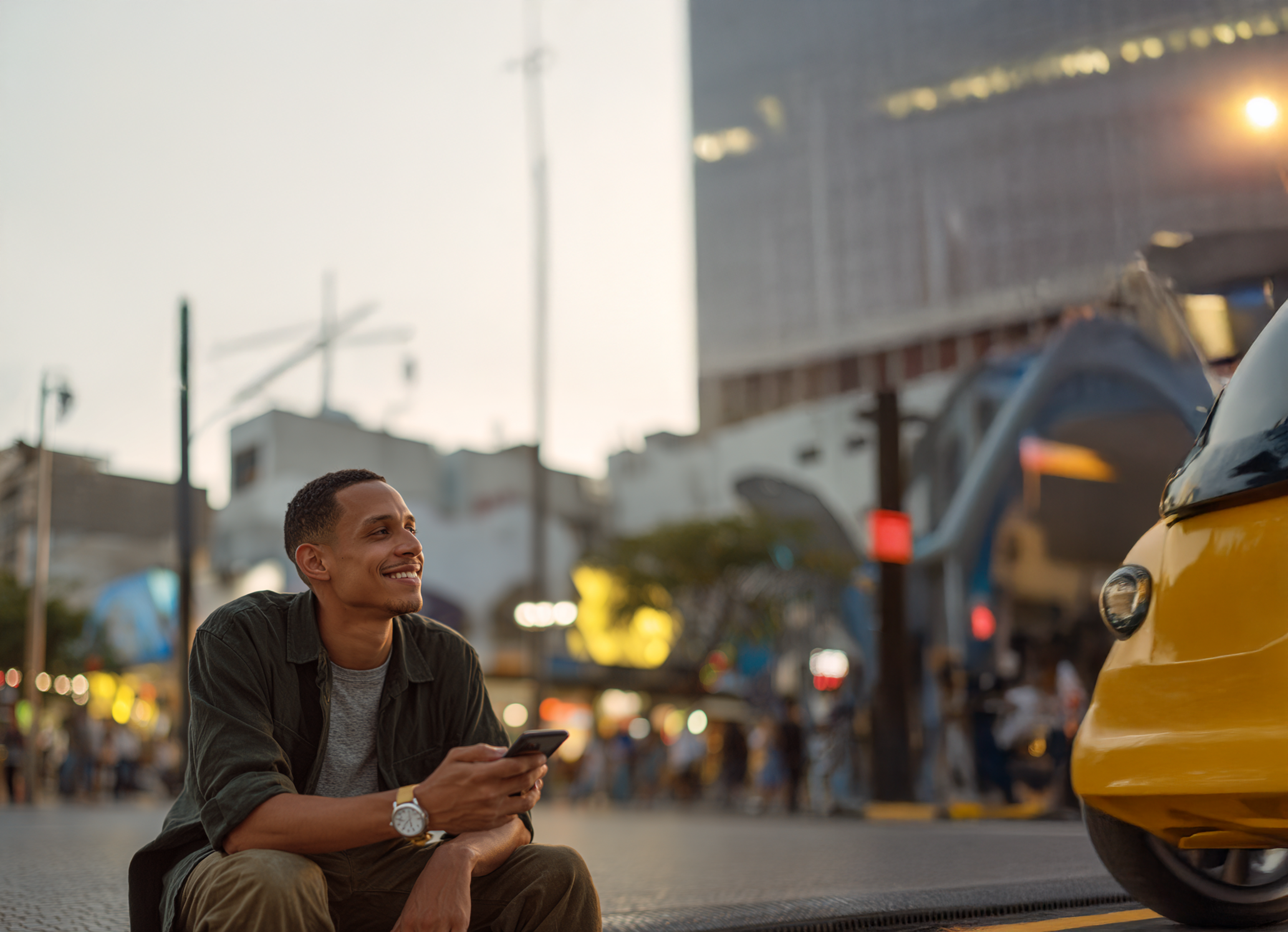 Man in Urban Evening Scene