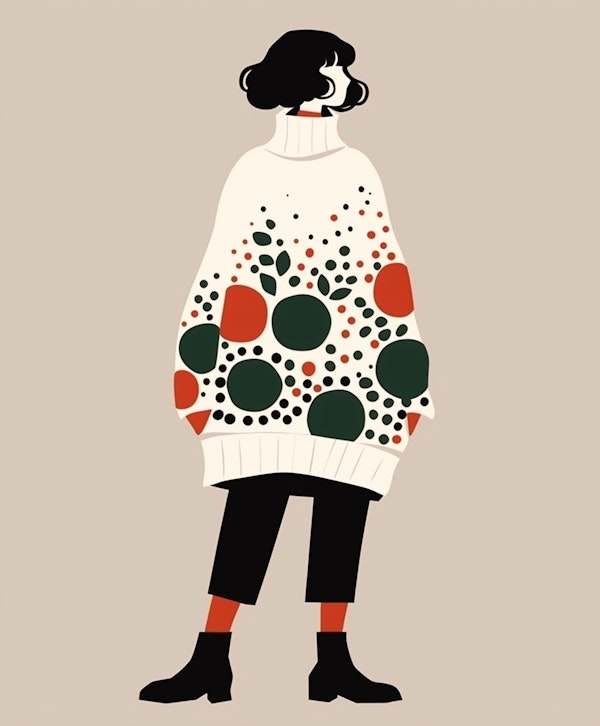 Stylized Illustration of Person in Patterned Sweater