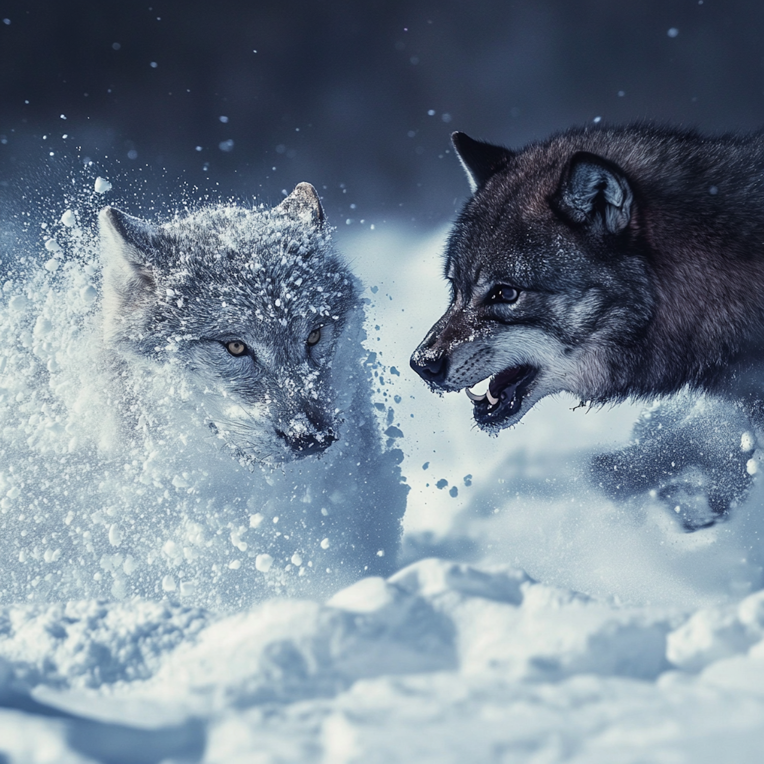 Wolves in Snowy Interaction