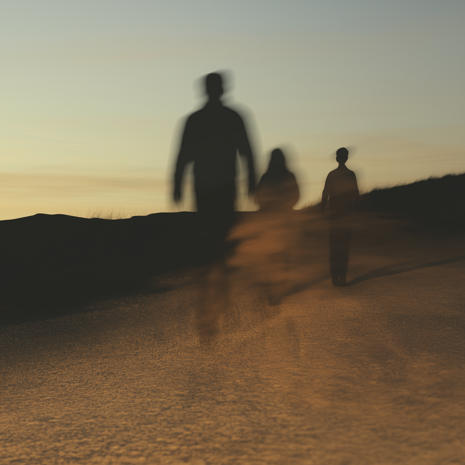 Silhouetted Figures at Sunset