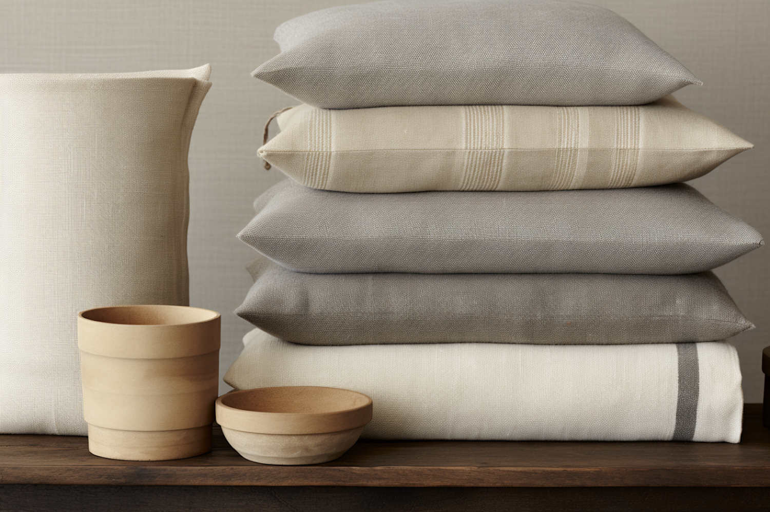 Serene Neutrals and Textures Pillow Stack