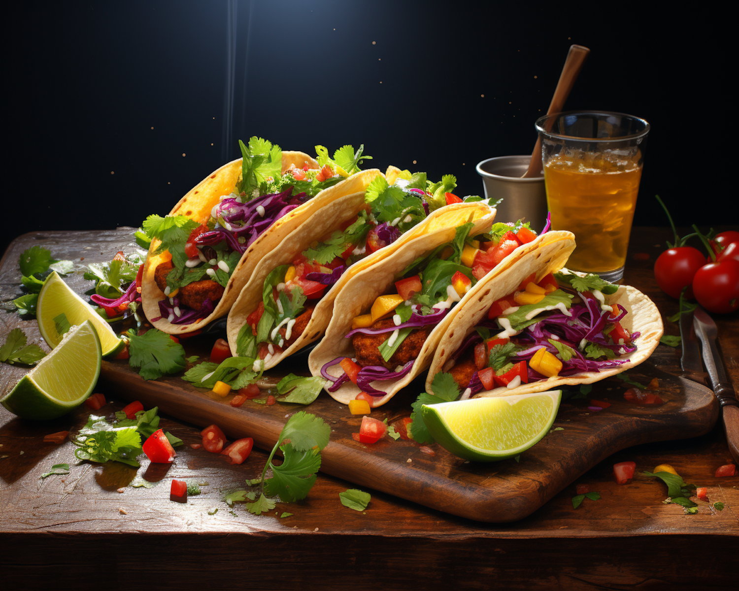 Rustic Trio of Vibrant Tacos