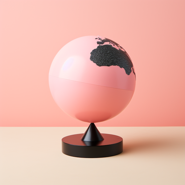 Minimalist Topographic Globe in Coral and Matte Black