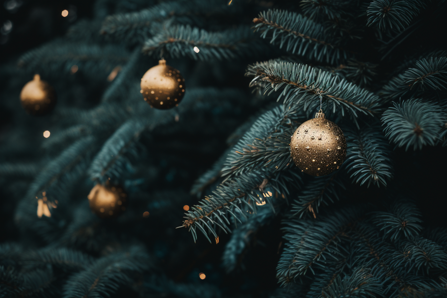 Golden Tranquility: A Festive Spruce