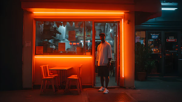 Neon-Lit Urban Eatery