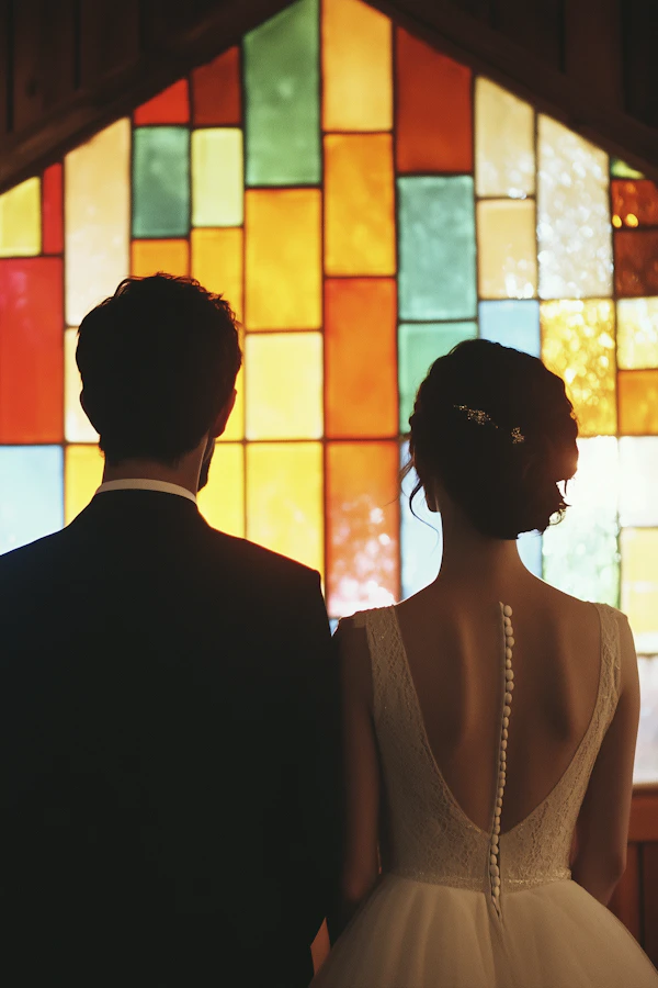 Couple in Front of Stained Glass