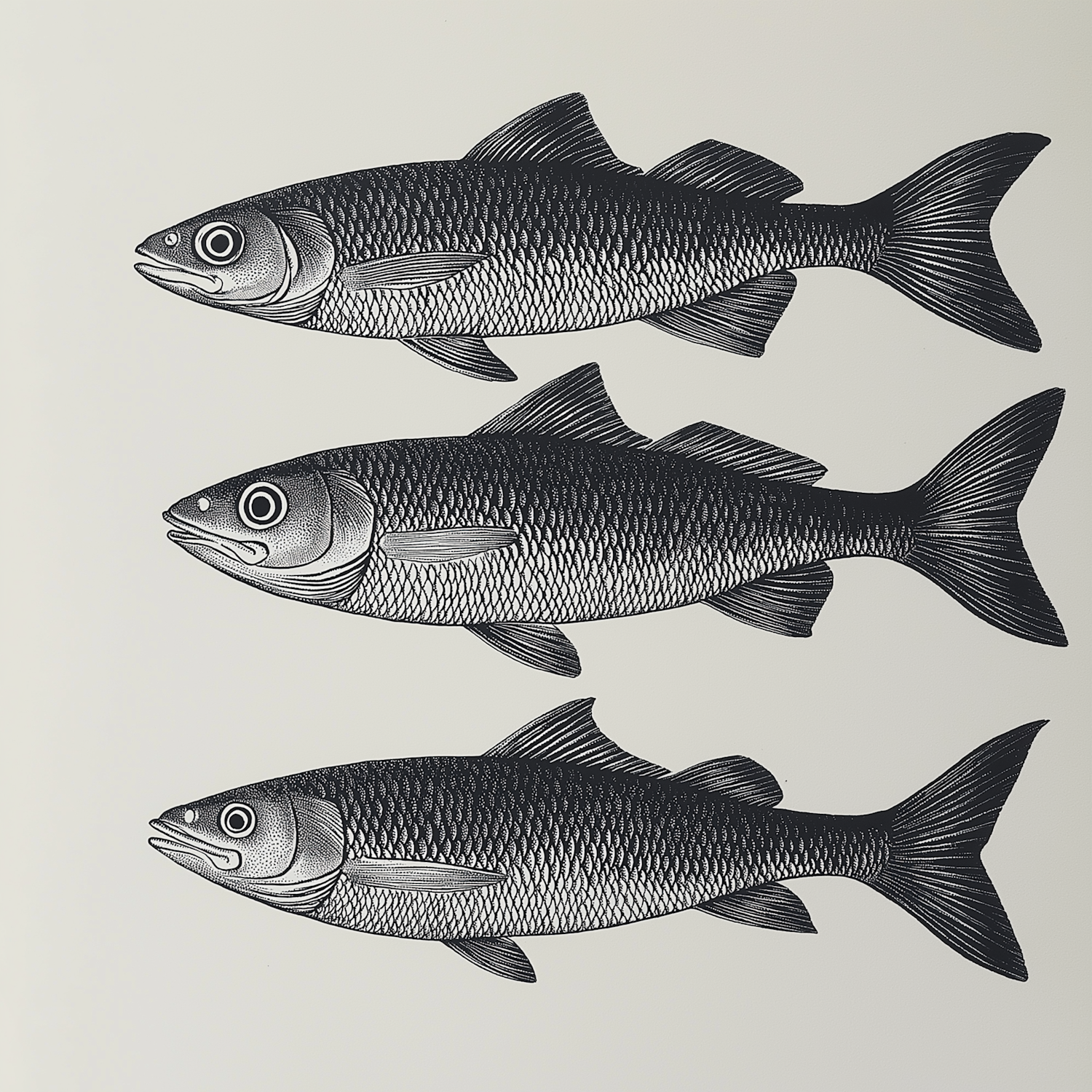 Detailed Monochromatic Fish Illustration