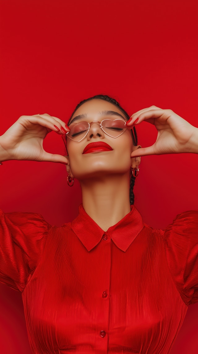 Woman with Heart-Shaped Glasses