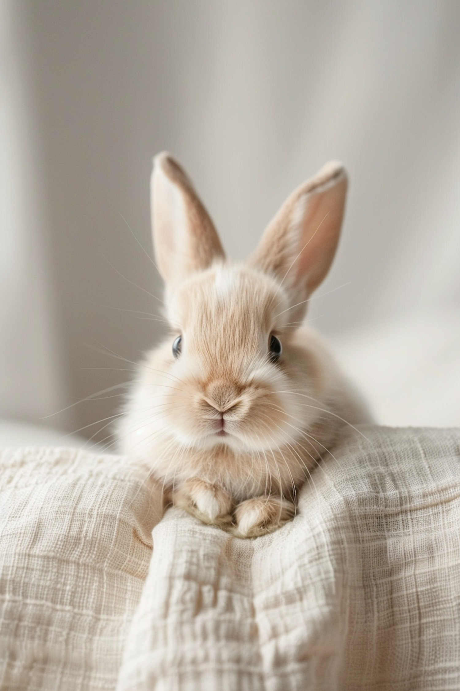 Adorable Tan Bunny on Cushion