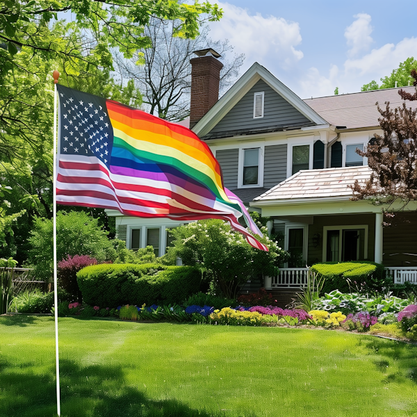 Pride Flag in American Home Garden