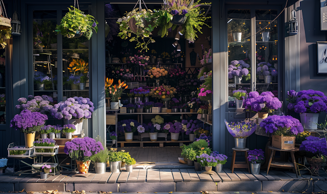 Purple-Adorned Flower Shop Exterior