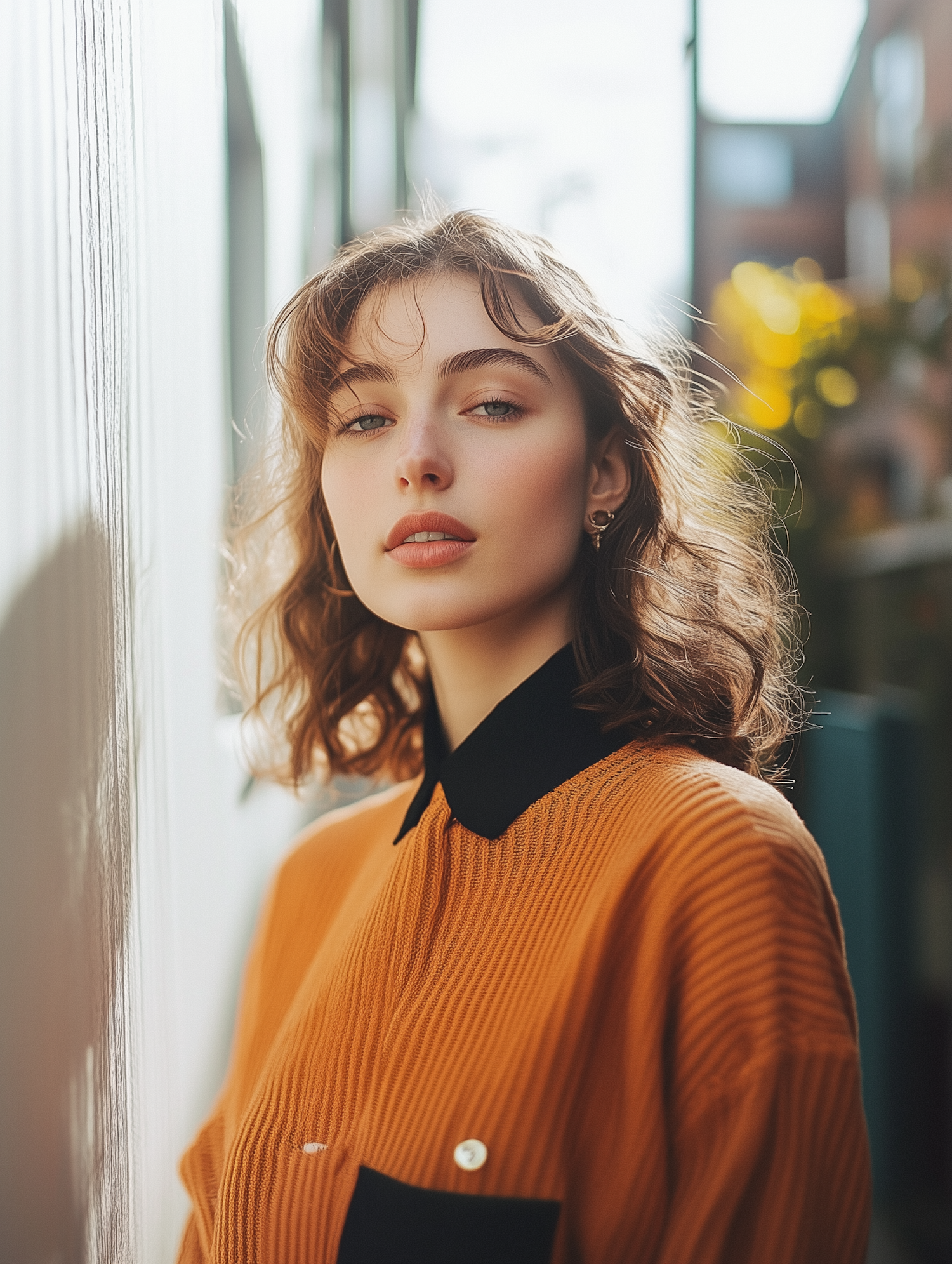 Portrait of a Young Woman in Orange Sweater