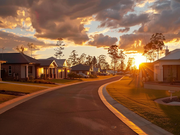 Serene Sunset in Suburban Neighborhood