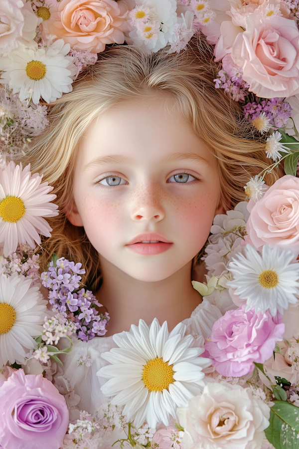 Girl in Floral Serenity