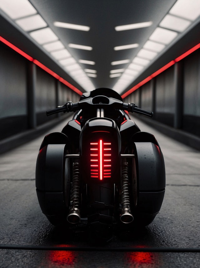 Futuristic Motorcycle in Tunnel