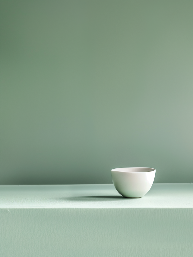 Minimalist White Bowl on Soft Green