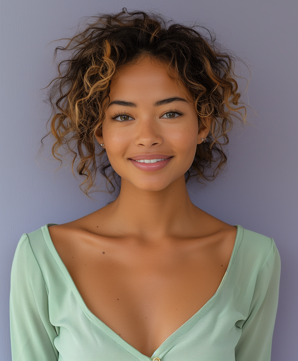 Portrait of a Young Woman with Curly Hair